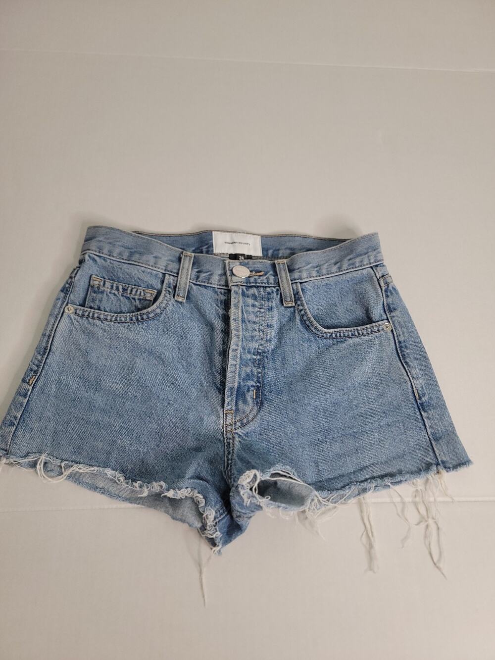 Current Elliot Jean Shorts 24 Ultra High Rise Distressed Button Fly Beachy